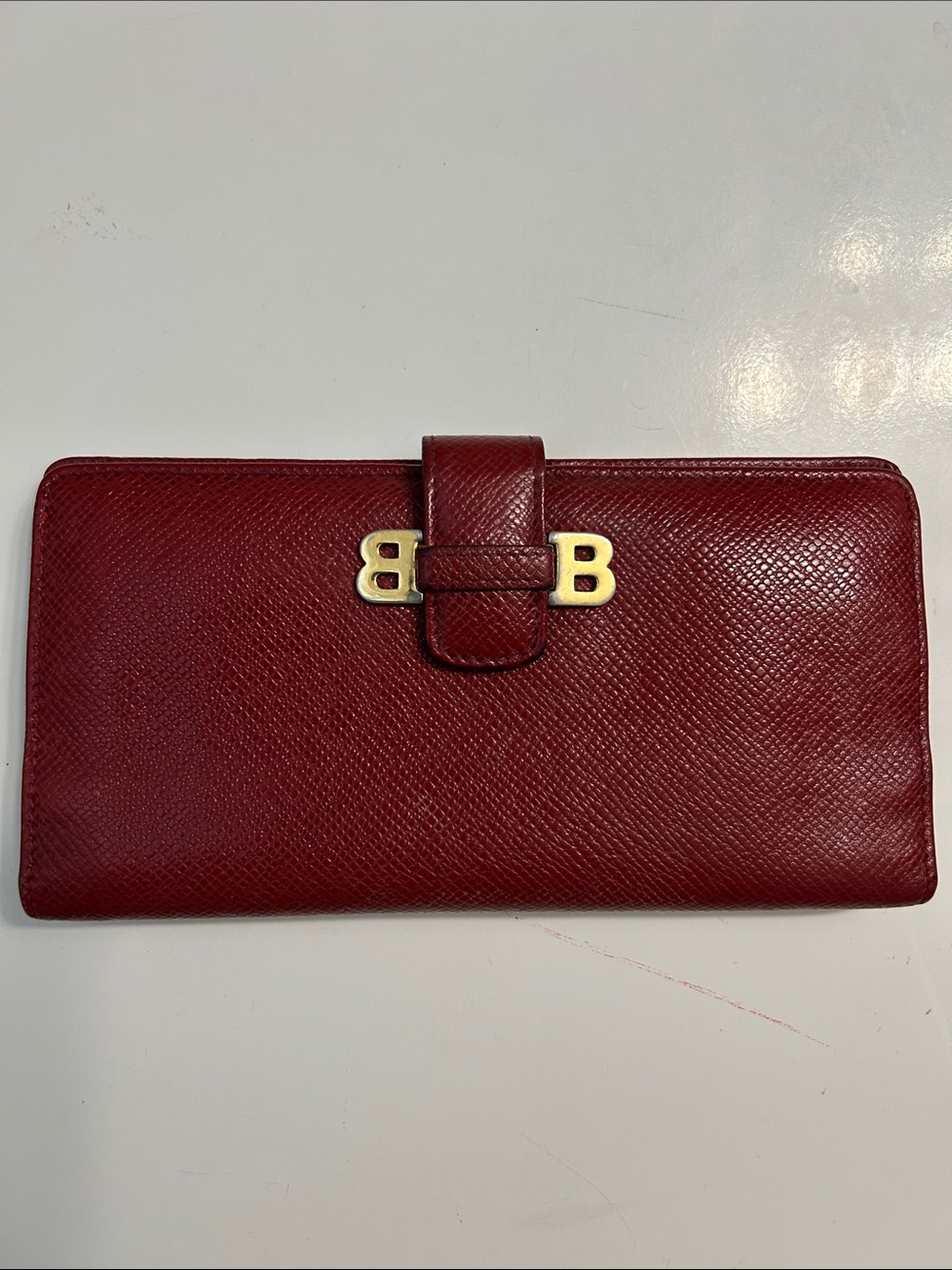 Bally Logo Red Leather Vintage Wallet